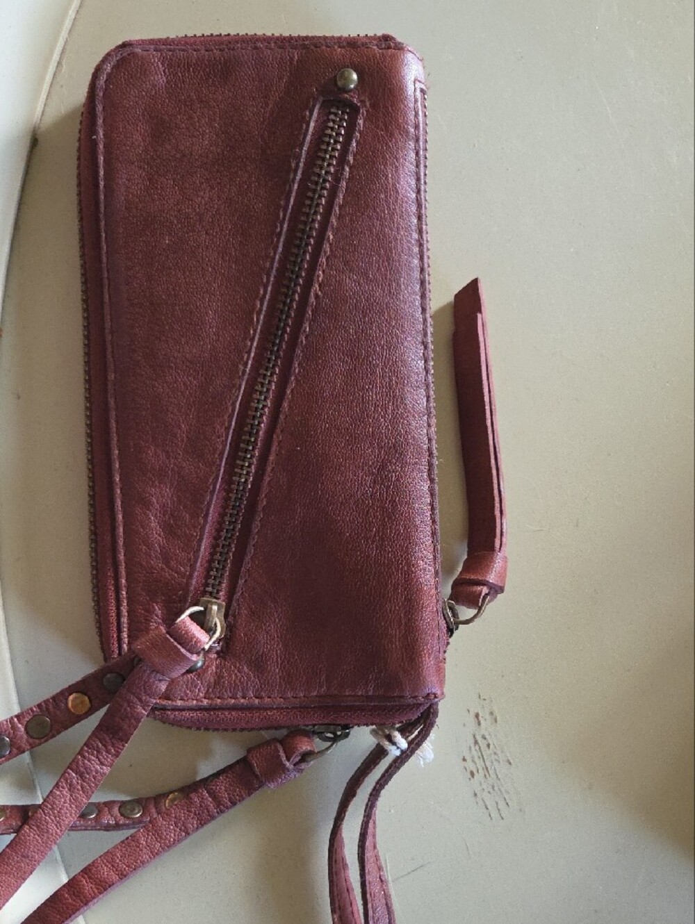 Free People Studded Strap Leather Wristlet in Brown-NWT - Picture 2 of 3